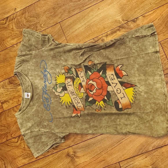 Ed Hardy Tops - Ed Hardy by Christian Audigier (circa 2008). Front and Back Tee. Size L